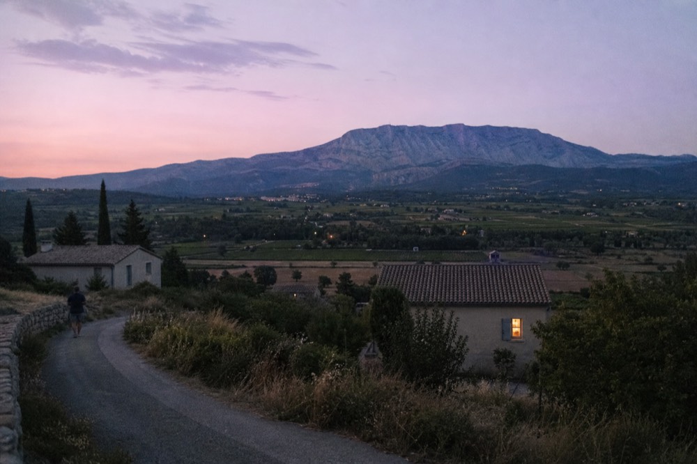 Panoramic view of the Sainte-Victoire mountain and vineyards, no text, no logos, no people